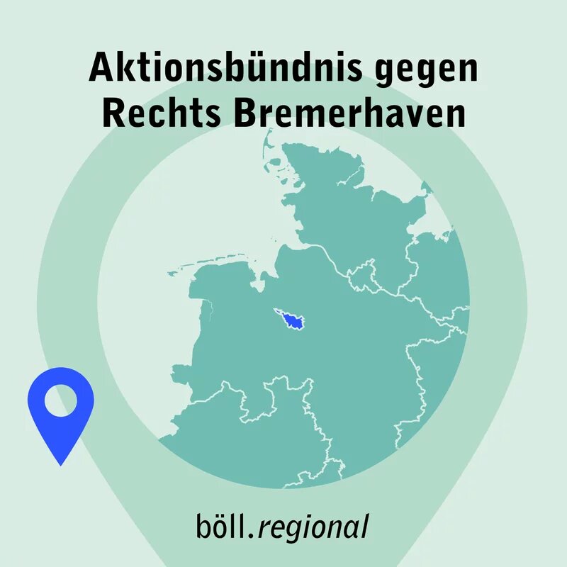 Podcastbild: Landkarte von Nord-West Deutschland. Bremen ist blau hinterlegt.