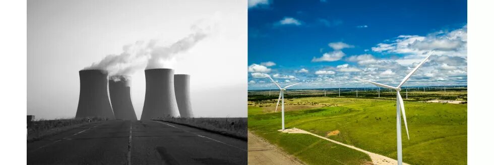 Atomkraftwerk vs. Windpark